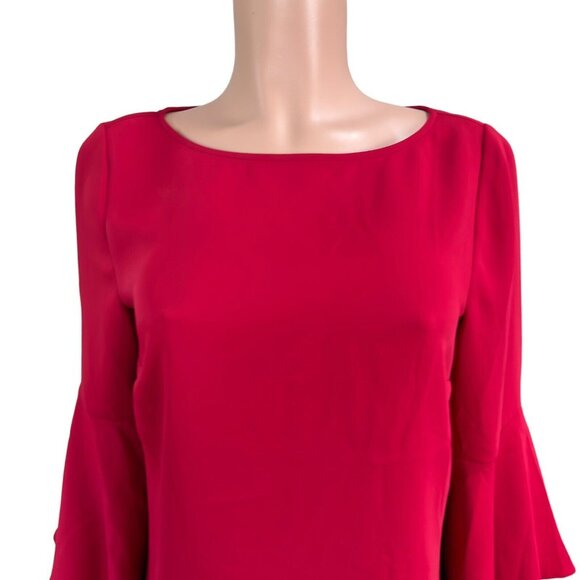Chicos Womens 0 (4/6)Red Top Blouse Ruffle-Long Sleeve Classic Christmas Holiday - Picture 8 of 16